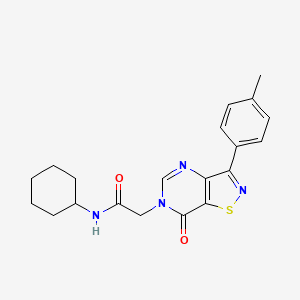 molecular formula C20H22N4O2S B2959995 N-cyclohexyl-2-[3-(4-methylphenyl)-7-oxo-6H,7H-[1,2]thiazolo[4,5-d]pyrimidin-6-yl]acetamide CAS No. 1112297-95-6