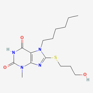 7-Hexyl-8-(3-hydroxypropylsulfanyl)-3-methylpurine-2,6-dione