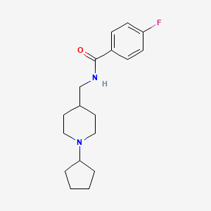 molecular formula C18H25FN2O B2960010 N-[(1-cyclopentylpiperidin-4-yl)methyl]-4-fluorobenzamide CAS No. 954078-74-1