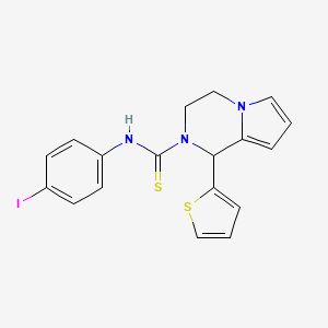 molecular formula C18H16IN3S2 B2960015 N-(4-iodophenyl)-1-(thiophen-2-yl)-3,4-dihydropyrrolo[1,2-a]pyrazine-2(1H)-carbothioamide CAS No. 393831-87-3