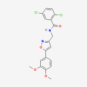 molecular formula C19H16Cl2N2O4 B2960017 2,5-dichloro-N-((5-(3,4-dimethoxyphenyl)isoxazol-3-yl)methyl)benzamide CAS No. 952970-30-8