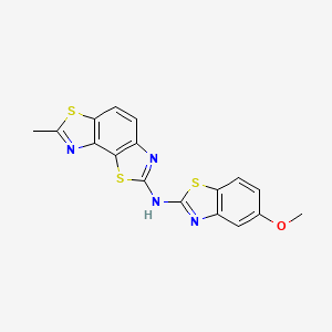molecular formula C17H12N4OS3 B2960052 N-(5-methoxy-1,3-benzothiazol-2-yl)-11-methyl-3,10-dithia-5,12-diazatricyclo[7.3.0.0^{2,6}]dodeca-1(9),2(6),4,7,11-pentaen-4-amine CAS No. 890951-63-0