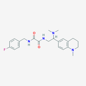 molecular formula C23H29FN4O2 B2960053 N-[2-(dimethylamino)-2-(1-methyl-1,2,3,4-tetrahydroquinolin-6-yl)ethyl]-N'-[(4-fluorophenyl)methyl]ethanediamide CAS No. 922011-81-2