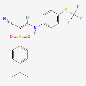 2-((4-(Isopropyl)phenyl)sulfonyl)-3-((4-(trifluoromethylthio)phenyl)amino)prop-2-enenitrile