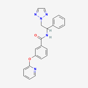 molecular formula C22H19N5O2 B2960065 N-(1-phenyl-2-(2H-1,2,3-triazol-2-yl)ethyl)-3-(pyridin-2-yloxy)benzamide CAS No. 2034253-49-9