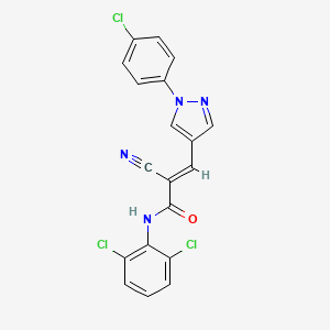 (E)-3-[1-(4-chlorophenyl)pyrazol-4-yl]-2-cyano-N-(2,6-dichlorophenyl)prop-2-enamide