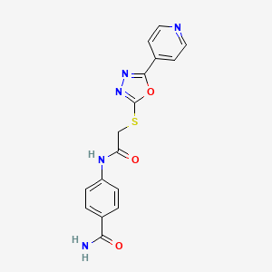 4-(2-((5-(Pyridin-4-yl)-1,3,4-oxadiazol-2-yl)thio)acetamido)benzamide