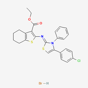 (Z)-ethyl 2-((4-(4-chlorophenyl)-3-phenylthiazol-2(3H)-ylidene)amino)-4,5,6,7-tetrahydrobenzo[b]thiophene-3-carboxylate hydrobromide