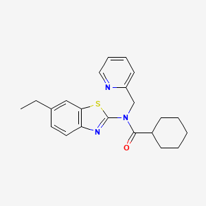 molecular formula C22H25N3OS B2960117 N-(6-ethylbenzo[d]thiazol-2-yl)-N-(pyridin-2-ylmethyl)cyclohexanecarboxamide CAS No. 942003-00-1