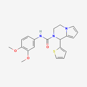 molecular formula C20H21N3O3S B2960119 N-(3,4-dimethoxyphenyl)-1-(thiophen-2-yl)-3,4-dihydropyrrolo[1,2-a]pyrazine-2(1H)-carboxamide CAS No. 899735-65-0