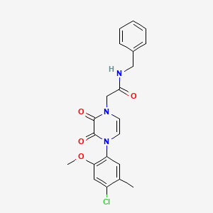 molecular formula C21H20ClN3O4 B2960122 N-benzyl-2-[4-(4-chloro-2-methoxy-5-methylphenyl)-2,3-dioxo-1,2,3,4-tetrahydropyrazin-1-yl]acetamide CAS No. 898409-08-0