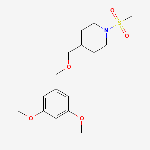 molecular formula C16H25NO5S B2960131 4-(((3,5-Dimethoxybenzyl)oxy)methyl)-1-(methylsulfonyl)piperidine CAS No. 2034566-25-9