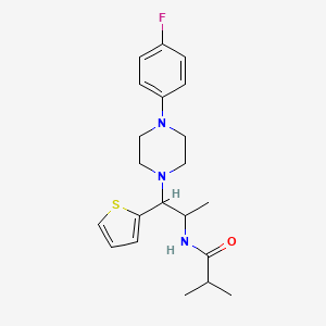 molecular formula C21H28FN3OS B2960140 N-(1-(4-(4-fluorophenyl)piperazin-1-yl)-1-(thiophen-2-yl)propan-2-yl)isobutyramide CAS No. 887206-11-3