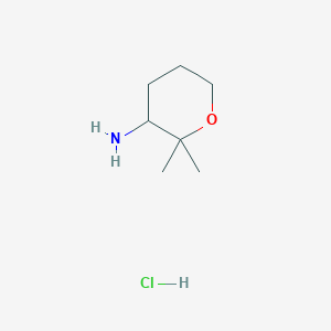 molecular formula C7H16ClNO B2960147 2,2-Dimethyloxan-3-amine;hydrochloride CAS No. 2247104-12-5