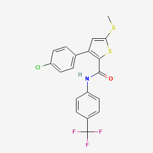 molecular formula C19H13ClF3NOS2 B2960152 3-(4-chlorophenyl)-5-(methylsulfanyl)-N-[4-(trifluoromethyl)phenyl]thiophene-2-carboxamide CAS No. 477858-03-0