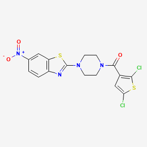 molecular formula C16H12Cl2N4O3S2 B2960153 (2,5-Dichlorothiophen-3-yl)(4-(6-nitrobenzo[d]thiazol-2-yl)piperazin-1-yl)methanone CAS No. 897474-52-1