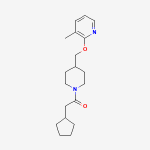 molecular formula C19H28N2O2 B2960161 2-Cyclopentyl-1-(4-{[(3-methylpyridin-2-yl)oxy]methyl}piperidin-1-yl)ethan-1-one CAS No. 2197493-20-0