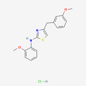 molecular formula C18H19ClN2O2S B2960194 4-(3-methoxybenzyl)-N-(2-methoxyphenyl)thiazol-2-amine hydrochloride CAS No. 2034473-62-4