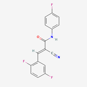molecular formula C16H9F3N2O B2960198 (E)-2-cyano-3-(2,5-difluorophenyl)-N-(4-fluorophenyl)prop-2-enamide CAS No. 1181484-32-1