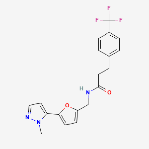 molecular formula C19H18F3N3O2 B2960219 N-{[5-(1-methyl-1H-pyrazol-5-yl)furan-2-yl]methyl}-3-[4-(trifluoromethyl)phenyl]propanamide CAS No. 2415470-09-4