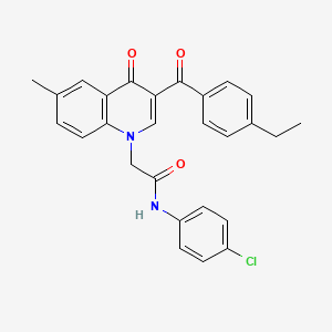 molecular formula C27H23ClN2O3 B2960225 N-(4-chlorophenyl)-2-[3-(4-ethylbenzoyl)-6-methyl-4-oxo-1,4-dihydroquinolin-1-yl]acetamide CAS No. 895645-21-3