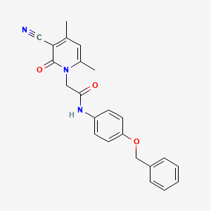 molecular formula C23H21N3O3 B2960301 N-[4-(benzyloxy)phenyl]-2-(3-cyano-4,6-dimethyl-2-oxo-1,2-dihydropyridin-1-yl)acetamide CAS No. 931313-72-3