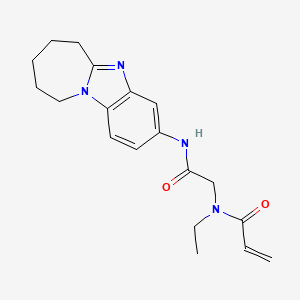 molecular formula C19H24N4O2 B2960303 N-[({1,8-diazatricyclo[7.5.0.0,2,7]tetradeca-2(7),3,5,8-tetraen-5-yl}carbamoyl)methyl]-N-ethylprop-2-enamide CAS No. 2361745-26-6