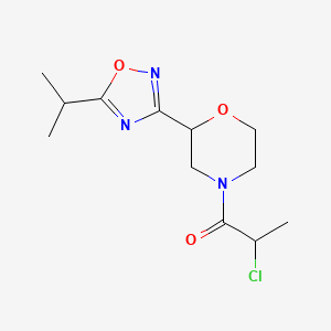 2-Chloro-1-[2-(5-propan-2-yl-1,2,4-oxadiazol-3-yl)morpholin-4-yl]propan-1-one
