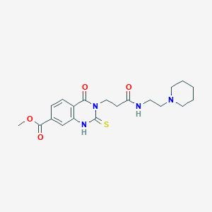 molecular formula C20H26N4O4S B2960344 methyl 4-oxo-3-(2-{[2-(piperidin-1-yl)ethyl]carbamoyl}ethyl)-2-sulfanylidene-1,2,3,4-tetrahydroquinazoline-7-carboxylate CAS No. 946330-16-1