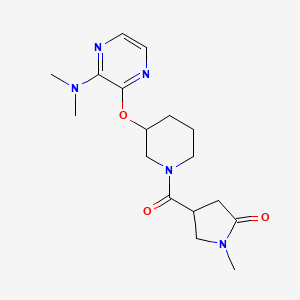 molecular formula C17H25N5O3 B2960348 4-(3-((3-(Dimethylamino)pyrazin-2-yl)oxy)piperidine-1-carbonyl)-1-methylpyrrolidin-2-one CAS No. 2034480-26-5