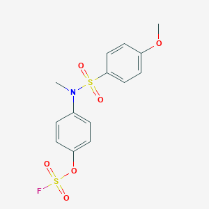 molecular formula C14H14FNO6S2 B2960374 1-Fluorosulfonyloxy-4-[(4-methoxyphenyl)sulfonyl-methylamino]benzene CAS No. 2411245-87-7