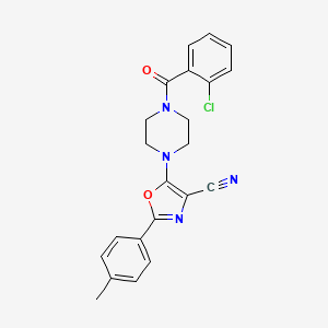 molecular formula C22H19ClN4O2 B2960439 5-[4-(2-chlorobenzoyl)piperazin-1-yl]-2-(4-methylphenyl)-1,3-oxazole-4-carbonitrile CAS No. 946308-09-4