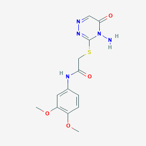 molecular formula C13H15N5O4S B2960452 2-[(4-amino-5-oxo-4,5-dihydro-1,2,4-triazin-3-yl)sulfanyl]-N-(3,4-dimethoxyphenyl)acetamide CAS No. 869068-35-9