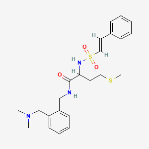 molecular formula C23H31N3O3S2 B2960481 N-[[2-[(Dimethylamino)methyl]phenyl]methyl]-4-methylsulfanyl-2-[[(E)-2-phenylethenyl]sulfonylamino]butanamide CAS No. 1214870-49-1