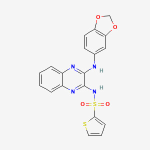 molecular formula C19H14N4O4S2 B2960503 N-[3-(1,3-benzodioxol-5-ylamino)quinoxalin-2-yl]thiophene-2-sulfonamide CAS No. 325822-65-9
