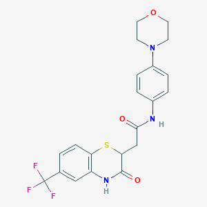 molecular formula C21H20F3N3O3S B2960506 N-[4-(morpholin-4-yl)phenyl]-2-[3-oxo-6-(trifluoromethyl)-3,4-dihydro-2H-1,4-benzothiazin-2-yl]acetamide CAS No. 301307-92-6