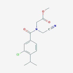 molecular formula C15H17ClN2O3 B2960511 Methyl 2-[(3-chloro-4-propan-2-ylbenzoyl)-(cyanomethyl)amino]acetate CAS No. 1825636-58-5