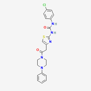 molecular formula C22H22ClN5O2S B2960517 1-(4-Chlorophenyl)-3-(4-(2-oxo-2-(4-phenylpiperazin-1-yl)ethyl)thiazol-2-yl)urea CAS No. 897620-72-3