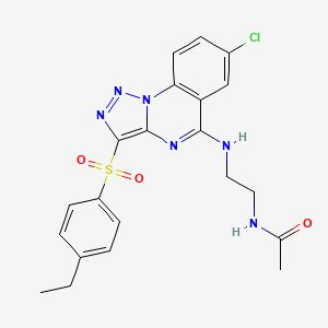 molecular formula C21H21ClN6O3S B2960519 N-(2-{[7-CHLORO-3-(4-ETHYLBENZENESULFONYL)-[1,2,3]TRIAZOLO[1,5-A]QUINAZOLIN-5-YL]AMINO}ETHYL)ACETAMIDE CAS No. 904582-26-9