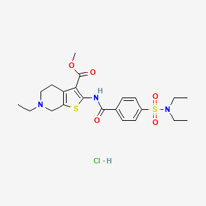 molecular formula C22H30ClN3O5S2 B2960522 methyl 2-(4-(N,N-diethylsulfamoyl)benzamido)-6-ethyl-4,5,6,7-tetrahydrothieno[2,3-c]pyridine-3-carboxylate hydrochloride CAS No. 1217050-33-3