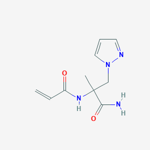 molecular formula C10H14N4O2 B2960557 N-{1-carbamoyl-1-[(1H-pyrazol-1-yl)methyl]ethyl}prop-2-enamide CAS No. 2361646-24-2