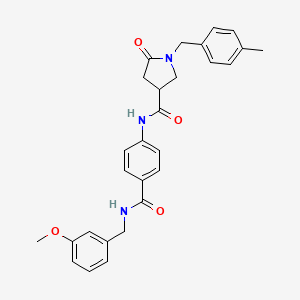 molecular formula C28H29N3O4 B2960569 N-(4-{[(3-methoxyphenyl)methyl]carbamoyl}phenyl)-1-[(4-methylphenyl)methyl]-5-oxopyrrolidine-3-carboxamide CAS No. 2380176-55-4