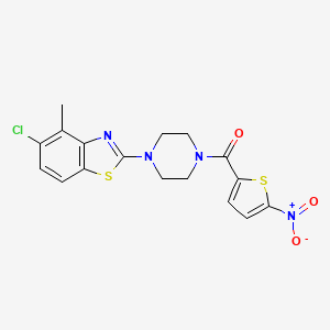molecular formula C17H15ClN4O3S2 B2960572 (4-(5-Chloro-4-methylbenzo[d]thiazol-2-yl)piperazin-1-yl)(5-nitrothiophen-2-yl)methanone CAS No. 886918-45-2