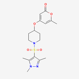 6-methyl-4-((1-((1,3,5-trimethyl-1H-pyrazol-4-yl)sulfonyl)piperidin-4-yl)oxy)-2H-pyran-2-one