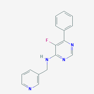 molecular formula C16H13FN4 B2960587 5-fluoro-6-phenyl-N-[(pyridin-3-yl)methyl]pyrimidin-4-amine CAS No. 2415570-48-6