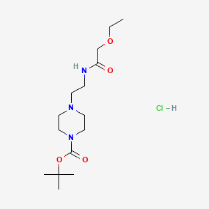molecular formula C15H30ClN3O4 B2960598 Tert-butyl 4-(2-(2-ethoxyacetamido)ethyl)piperazine-1-carboxylate hydrochloride CAS No. 1351607-20-9