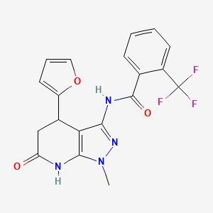 N-(4-(furan-2-yl)-1-methyl-6-oxo-4,5,6,7-tetrahydro-1H-pyrazolo[3,4-b]pyridin-3-yl)-2-(trifluoromethyl)benzamide