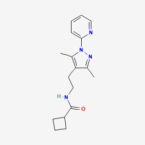 molecular formula C17H22N4O B2960627 N-(2-(3,5-dimethyl-1-(pyridin-2-yl)-1H-pyrazol-4-yl)ethyl)cyclobutanecarboxamide CAS No. 2034337-38-5