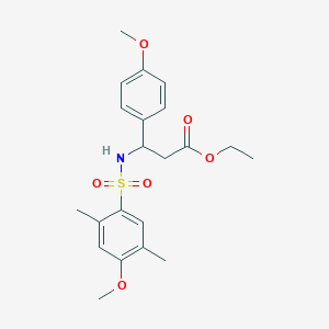 Ethyl 3-(4-methoxy-2,5-dimethylbenzenesulfonamido)-3-(4-methoxyphenyl)propanoate