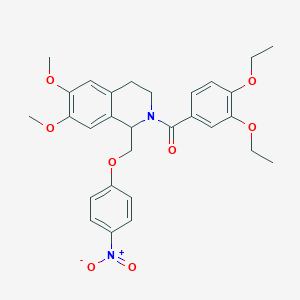(3,4-diethoxyphenyl)(6,7-dimethoxy-1-((4-nitrophenoxy)methyl)-3,4-dihydroisoquinolin-2(1H)-yl)methanone